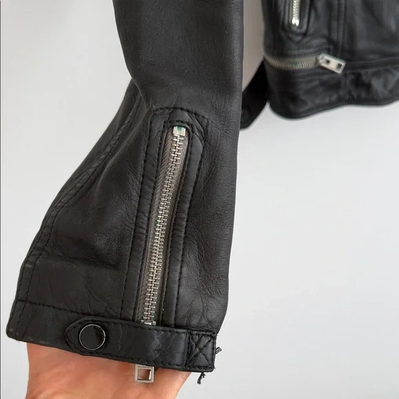 All Saints Black Leather Biker Jacket - Picture 4 of 7